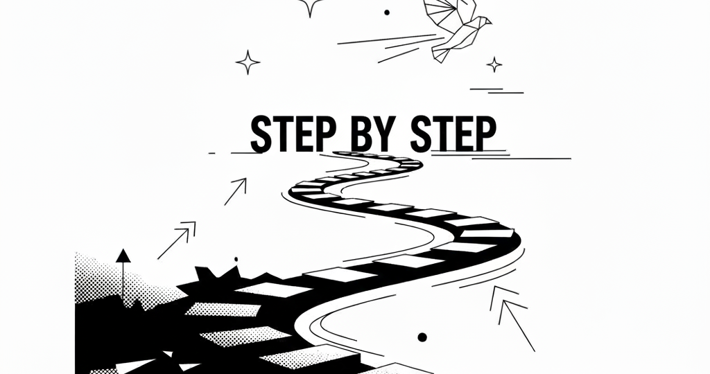 Progetto Step By Step di sviluppo di servizi integrati e formazione per migliorare la vita di malati di Parkinson e caregiver.. Immagine in bianco e nero di una serie di scalini che portano verso una colomba fatta in Origami